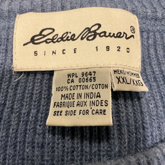 Eddie Bauer Men’s XXL Blue Cotton Crewneck Sweater - Picture 5 of 6